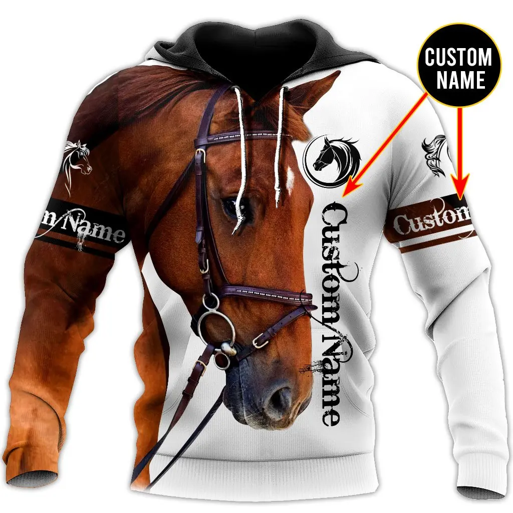 

Beautiful Horse Personalized Name 3D Printed Mens hoodies & Sweatshirt Autumn Unisex zipper Hoodie Casual Sportswear DW891