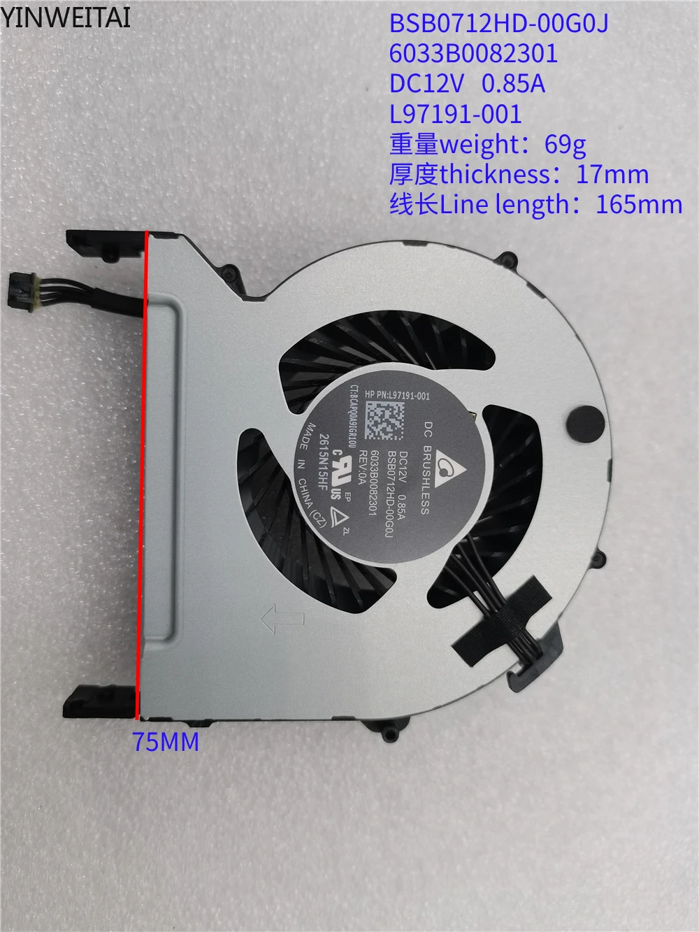 BSB0712HD-00G0J 6033B0082301 L97191-001 Original fan for HP Mini Z2 G5 GPU Cooling DFS200912AP0T 12V