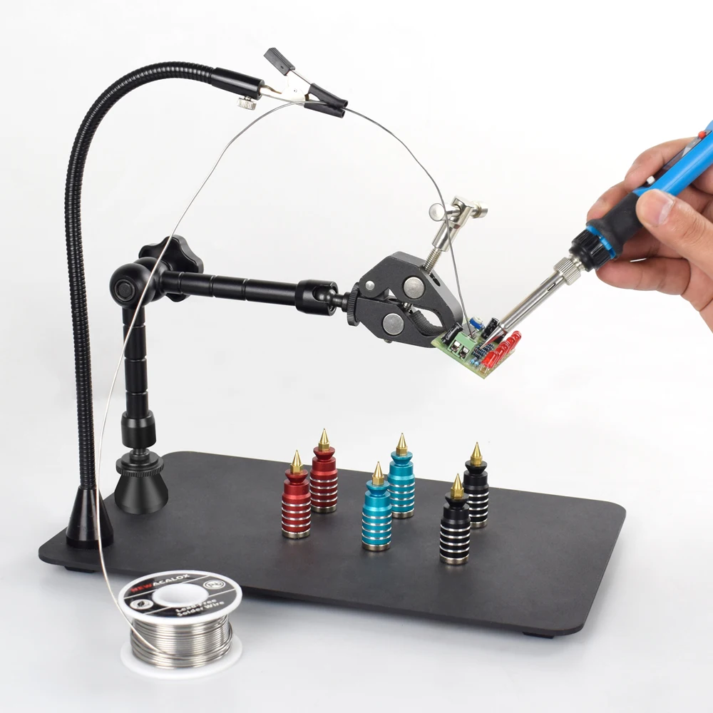 NEWACALOX Strong Magnetic Base PCB Holder Third Hand Tool Welding Repair Tool Soldering Stand Heat Gun Bracket Helping Hands
