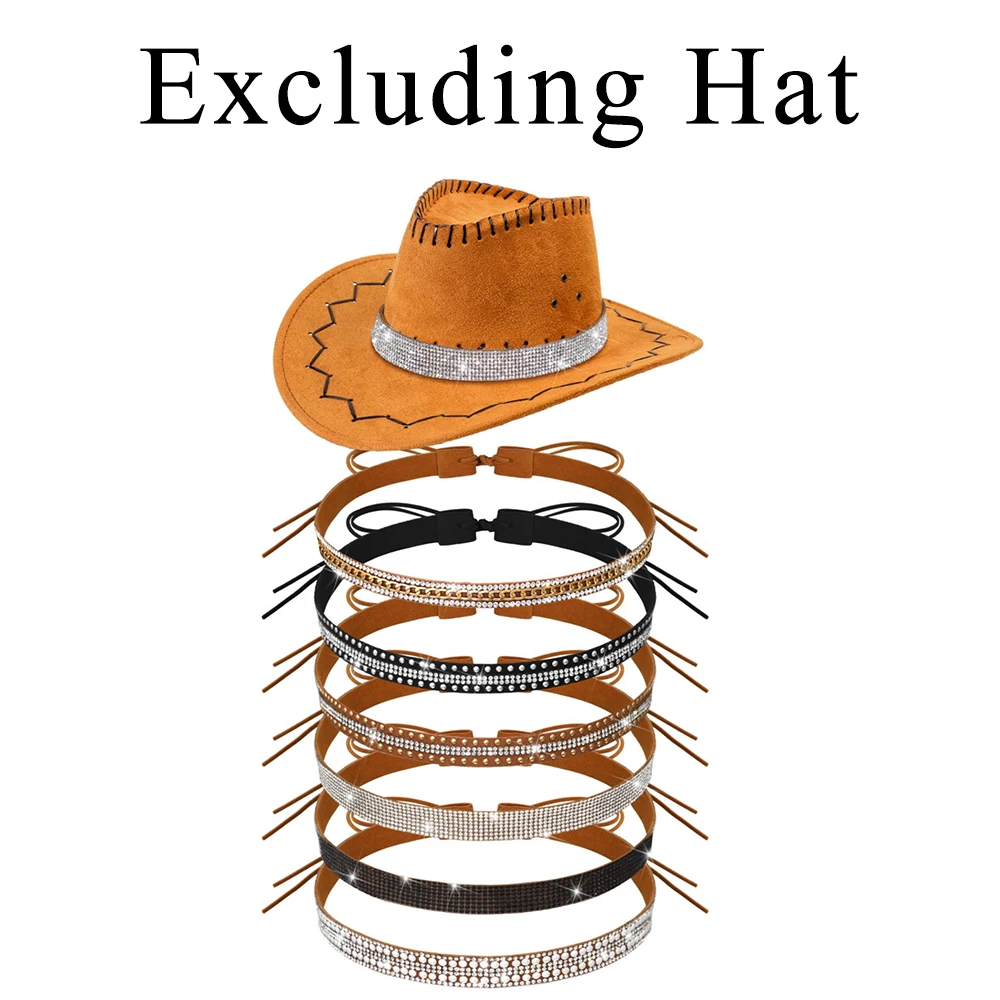 Craspire Ceinture de Cowboy Réglable en Imitation Cuir Tressé Noir - Accessoires de Chapeau de Remplacement pour Chapeau de Paille Occidental de Cowboy