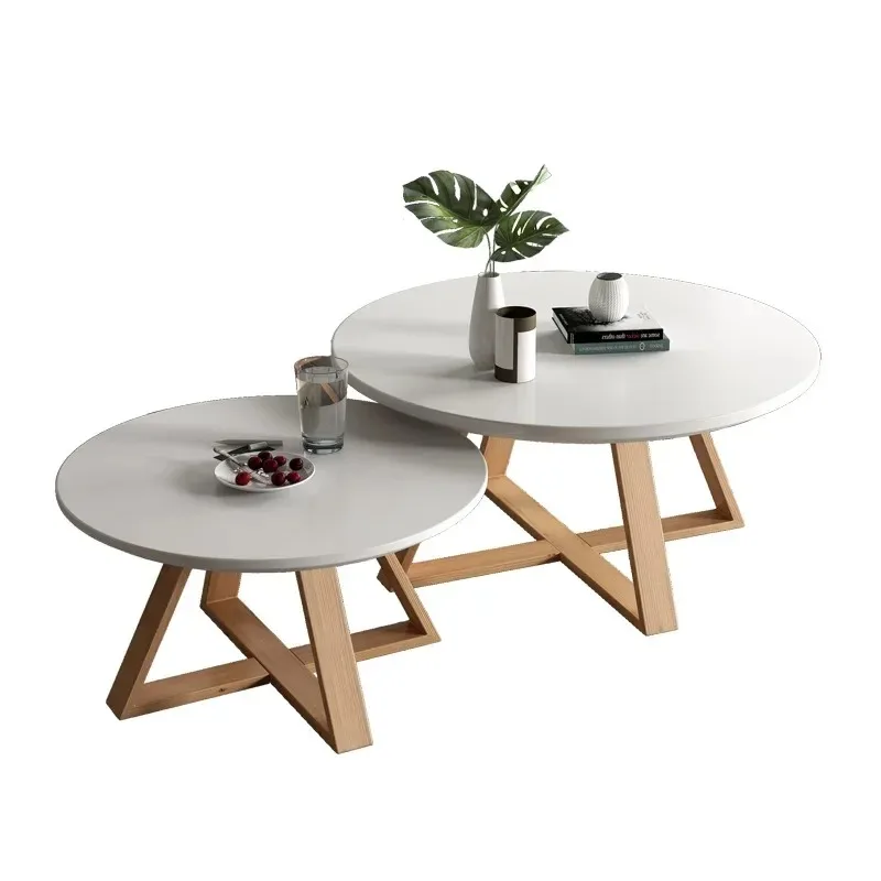 

Originality Nordic Tea table Combination Coffee Table for Living Room Solid Wood Round Tables Simple Assembly Center Tables