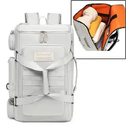 Spacious Multi - Function Gym and Travel Backpack with Wet/Dry Compartments (White 1)
