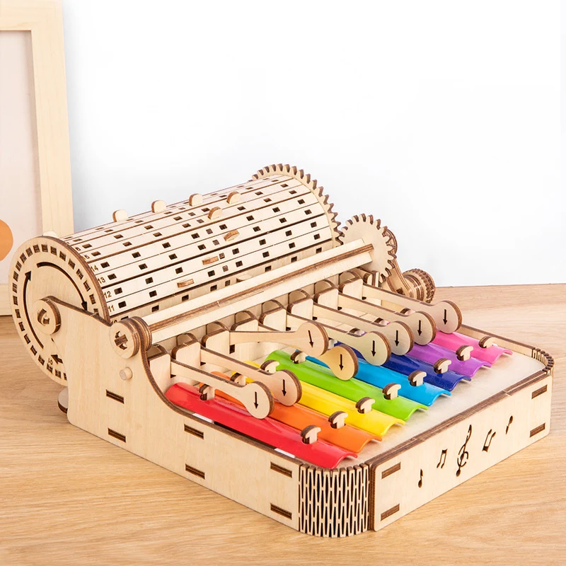 DIY Piano Building DIY s Educational 3D Wooden Puzzle Hand Crank