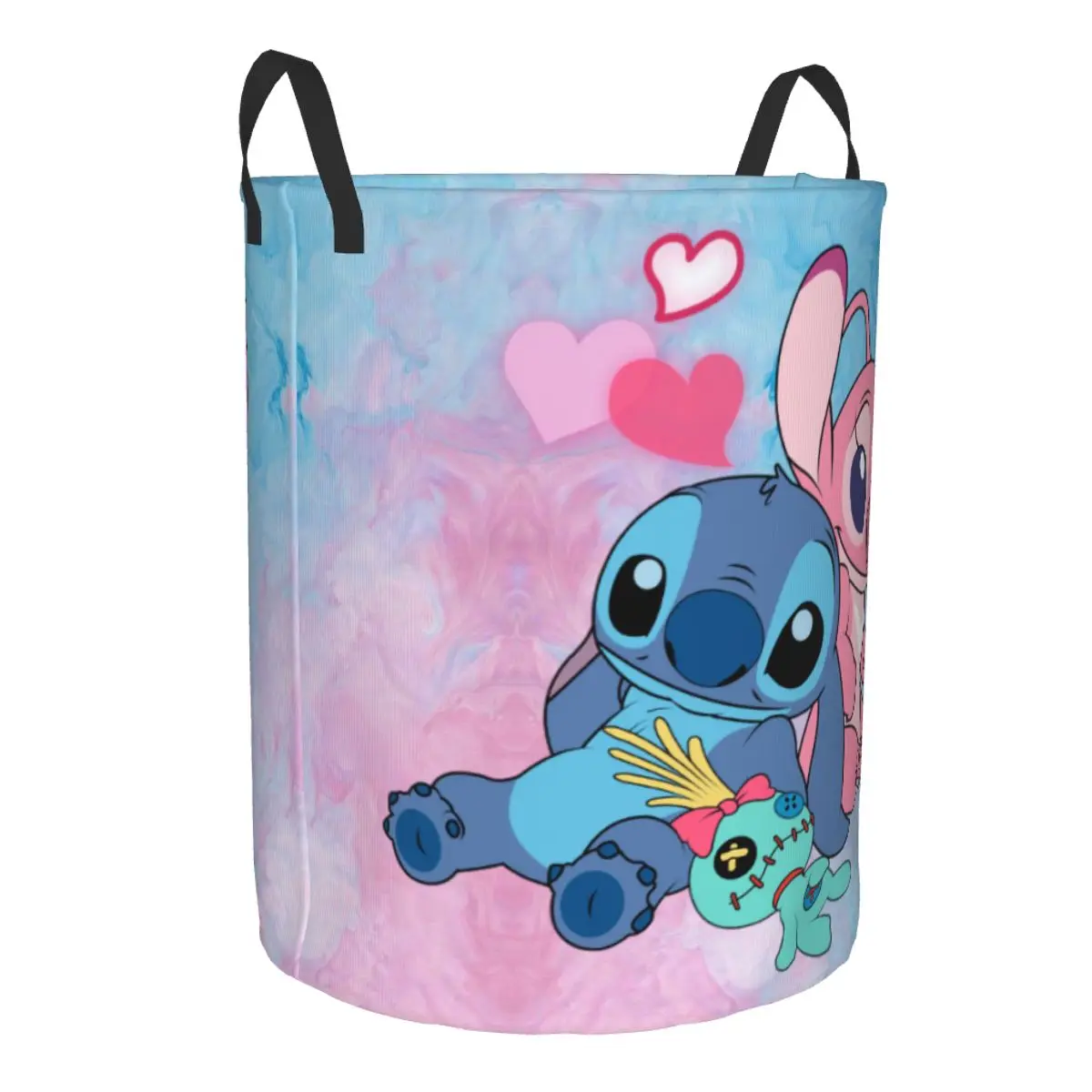 Custom Stitch Angel Laundry Hamper Large Clothes Storage Basket Disney Anime Toy Bin Organizer for Kids 2