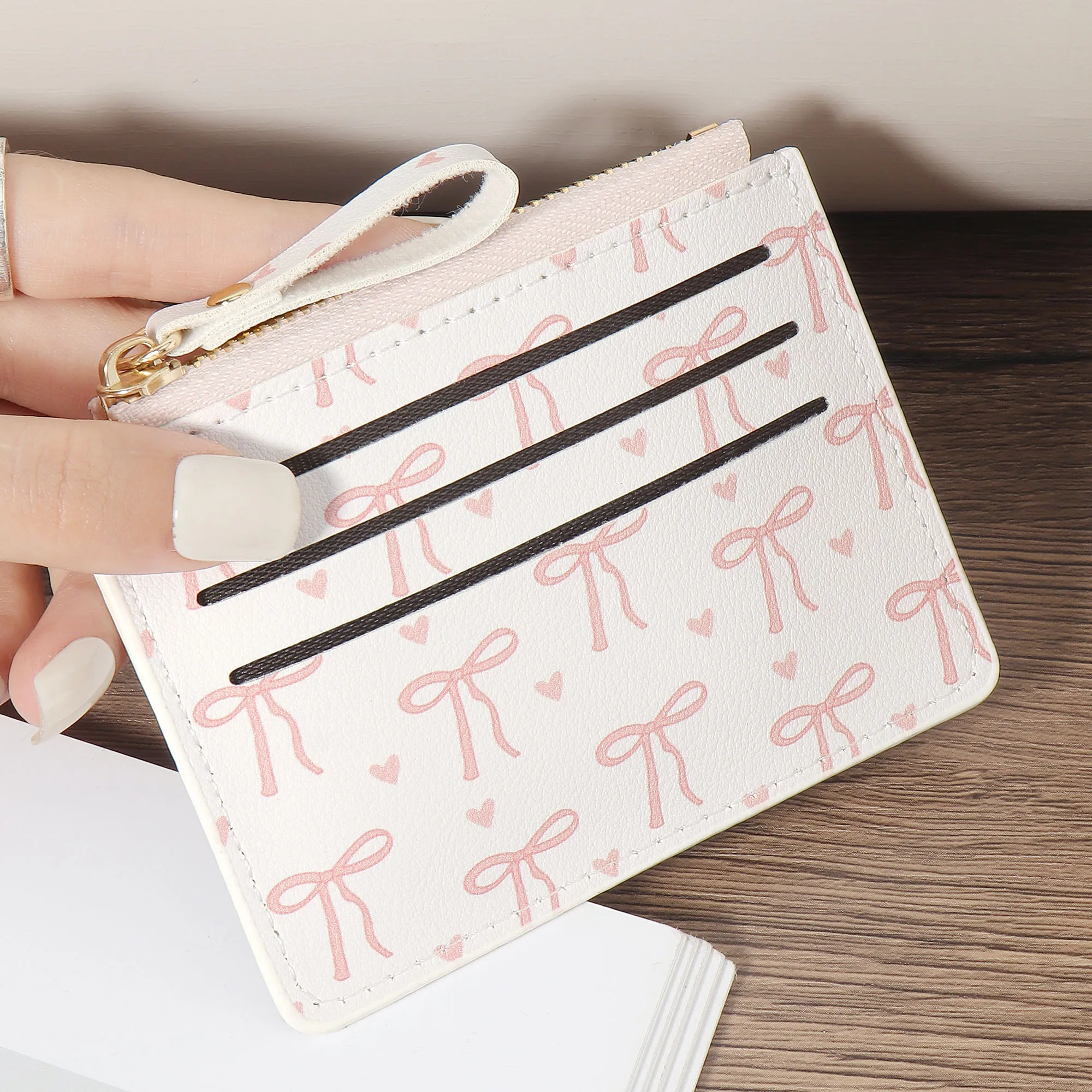 Slim and Stylish Card Clip Wallet with Zippered Coin Pocket