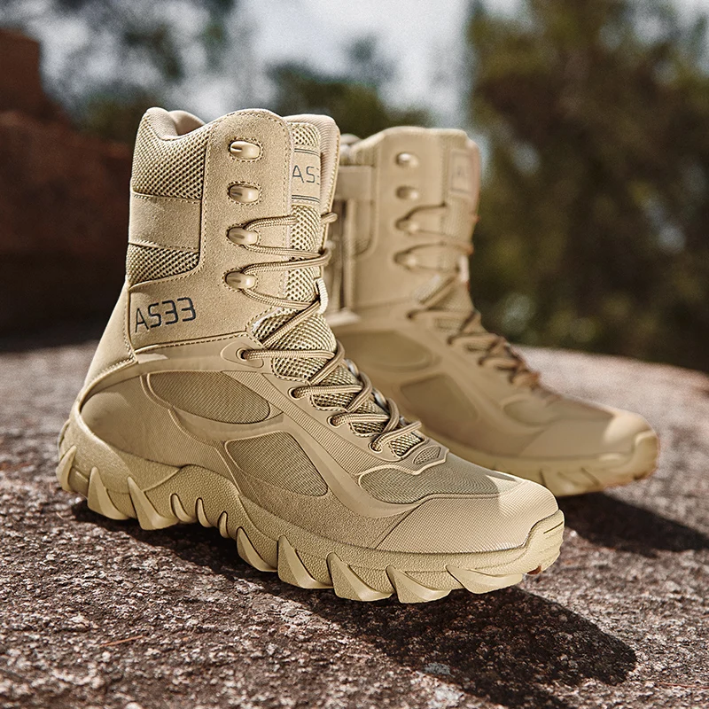 Botas militares de cuero de alta calidad para botines de combate táctico de fuerzas especiales para el desierto, zapatos para exteriores, novedad - AliExpress