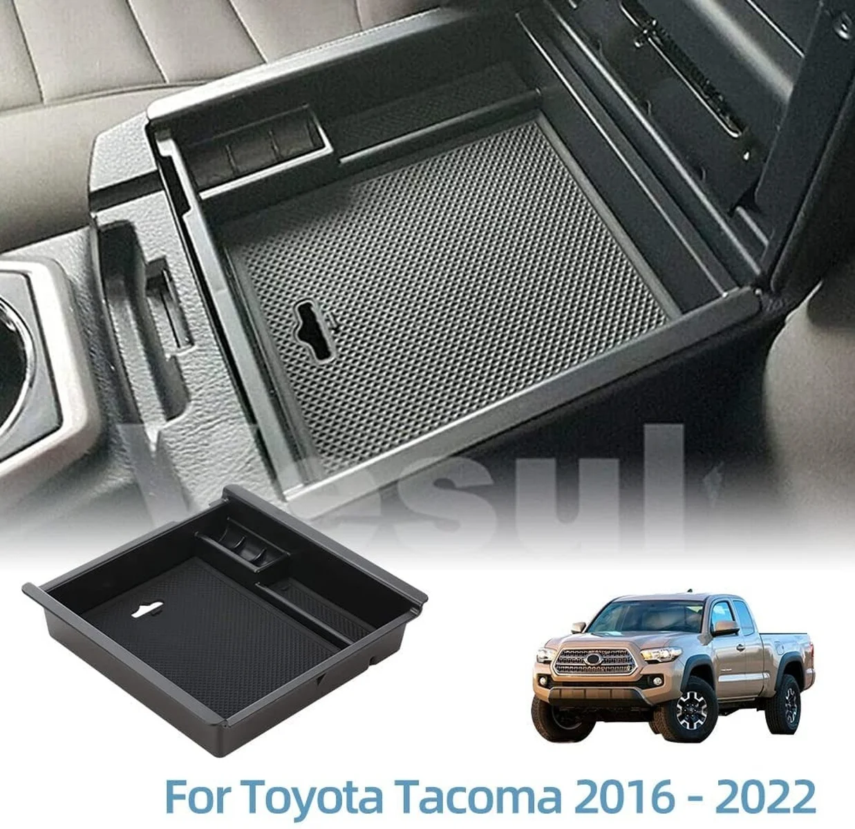 Vesul Center Console Organizer Tray Insert Divider Compartment Fits on Toyota Tacoma 2016 2017 2018 2019 