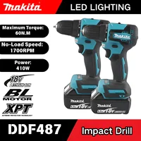 Original Makita DDF487 Cordless Driver Drill Brushless Electric Impact Screwdriver 18V Makita Rechargeable Power Tool battery