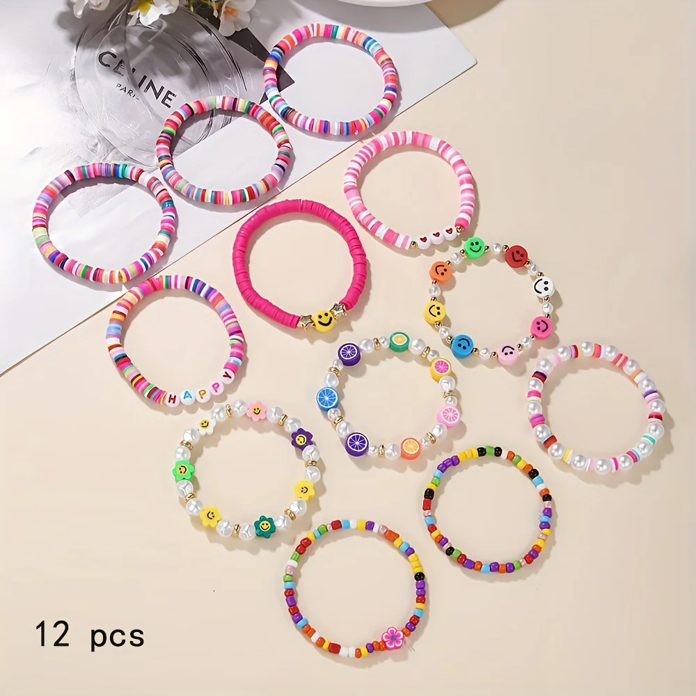 100 Braccialetti Natalizi Elasticizzati Con Perline In Argilla - Donna, Impilabili, Tema Festivo - Regali Di Natale, Idee Regalo Per Donne