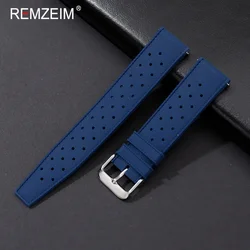 Tropical Quick Release Silicone Watch Strap - Vibrant and Versatile Design - 22mm (Dark Blue)