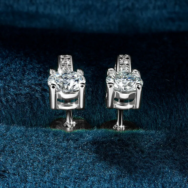 Ehhai 0,5 Karat runder Moissanit, klassische Piercing-Ohrstecker für Damen, Aretes mit GRA-zertifiziertem edlem Schmuck, Jubiläumsgeschenk – Detail 11