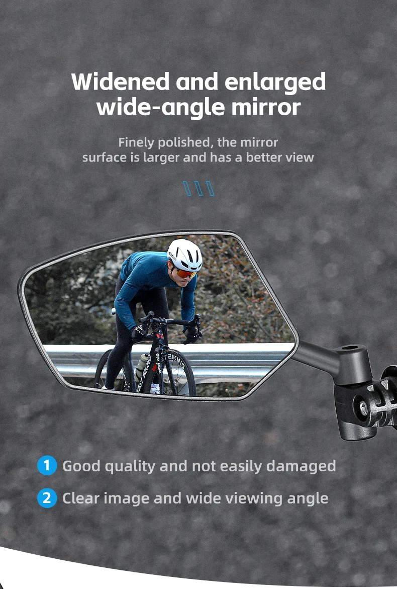 WEST BIKING Fahrrad-Rückspiegel, 360° verstellbar, breite Auswahl, Radfahren, linker Spiegel, Lenker, Rückansicht, Reflektor, Fahrradzubehör – Detail 3