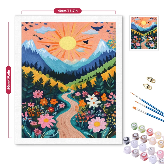 RUOPOTY-Marqueurs de coloriage par numéros pour adultes, peinture par numéros, huile, paysage, fleurs, dessin à la main simple, document, bricolage, artisanat, décoration de la maison 2