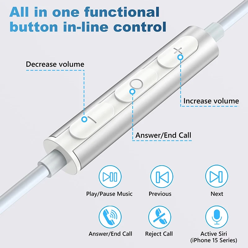 USB C Wired HIFI Stereo Headphones with Microphone and DAC Noise Cancelling Technology
