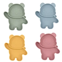 Children's Dishes Baby Silicone Sucker Bowl Baby Panda Face Dining Plate Toddle Training Tableware Kids Feeding Bowls 1