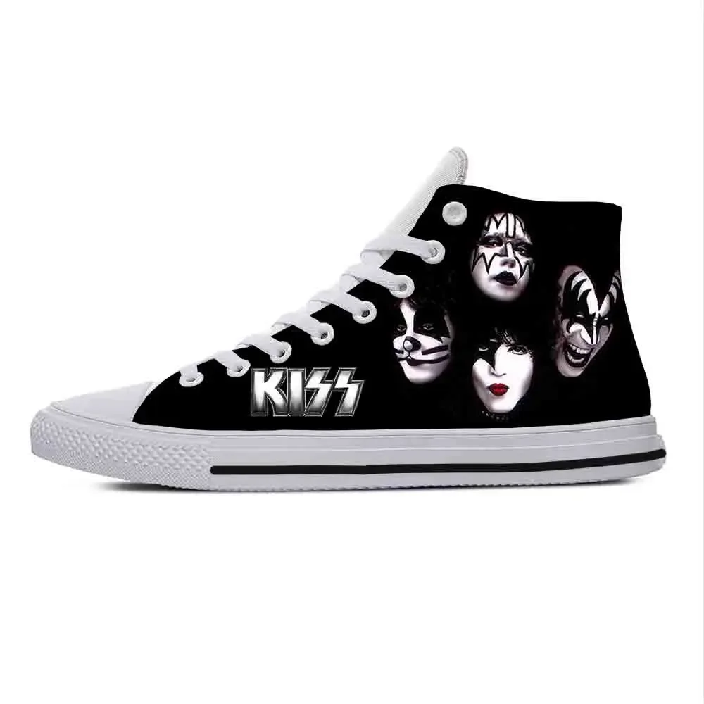 Heavy Metal Rock Band Music Singer Kiss Fashion Casual Cloth Shoes High Top Lightweight Breathable 3D Print Men Women Sneakers