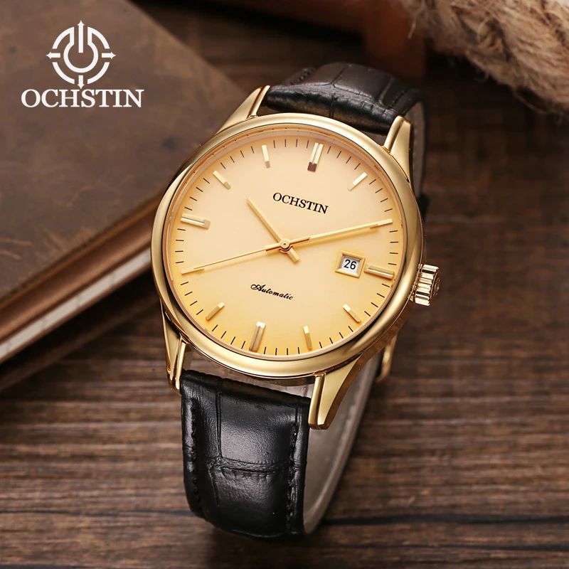 OCHSTIN new 2024 personality trend Masterpiece craftsman series automatic mechanical movement watch men's mechanical watches high quality versatile simple trend belt men young people white personality automatic buckle leather belt wear resistant a2588