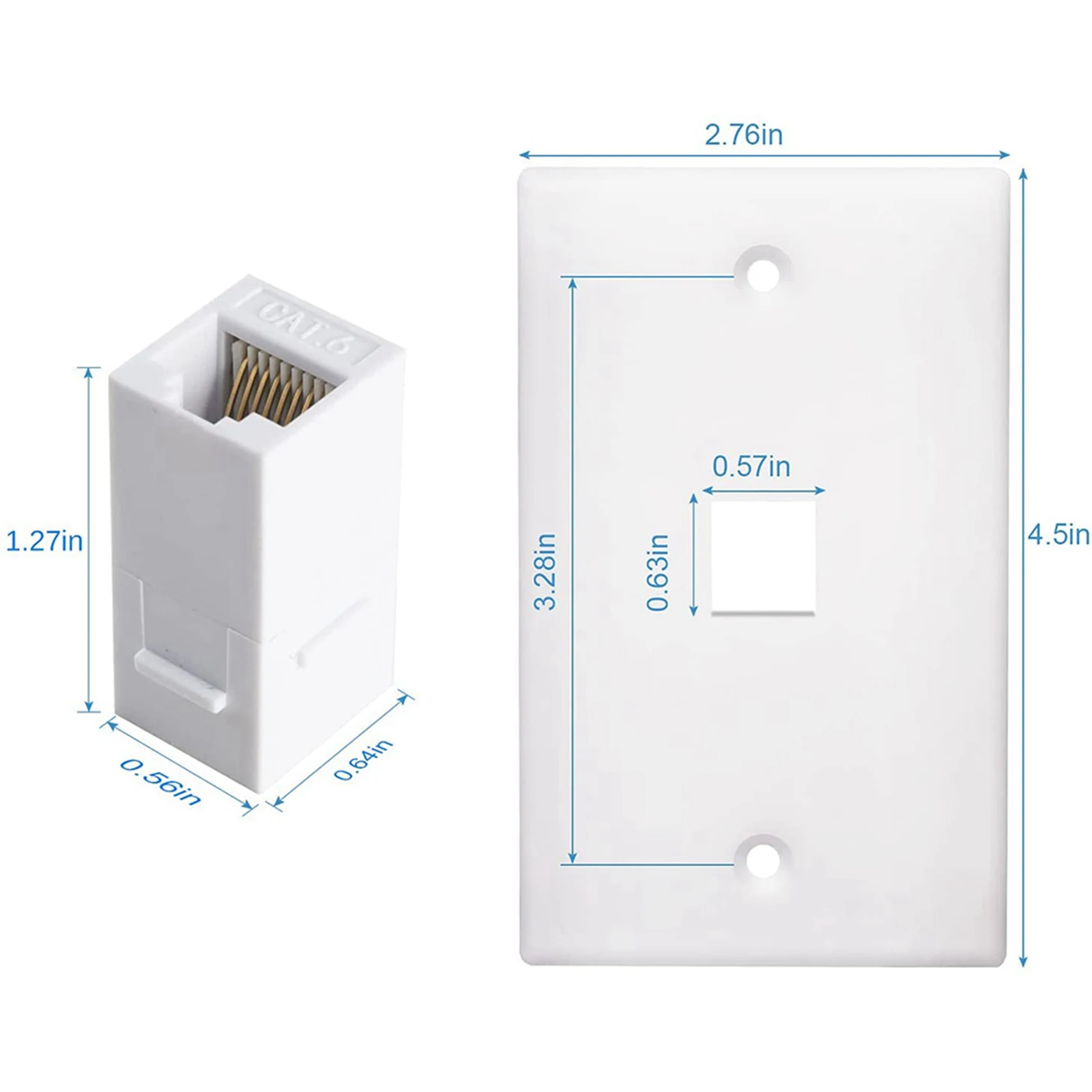 AT44-4팩 1포트 이더넷 벽면 플레이트, RJ45 키스톤 암-암 인라인 커플러 ..
