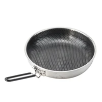 Stainless Steel Honeycomb Non-Stick Pan Folding Handle Wok Frying Pan Picnic Camping Equipment Outdoor Kitchen Cookware 1