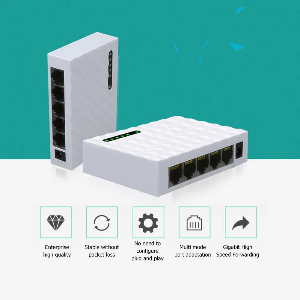 5포트 기가비트 네트워크 스위치 1000Mbps RJ45 LAN 데스크탑 고속 이더넷 스위칭