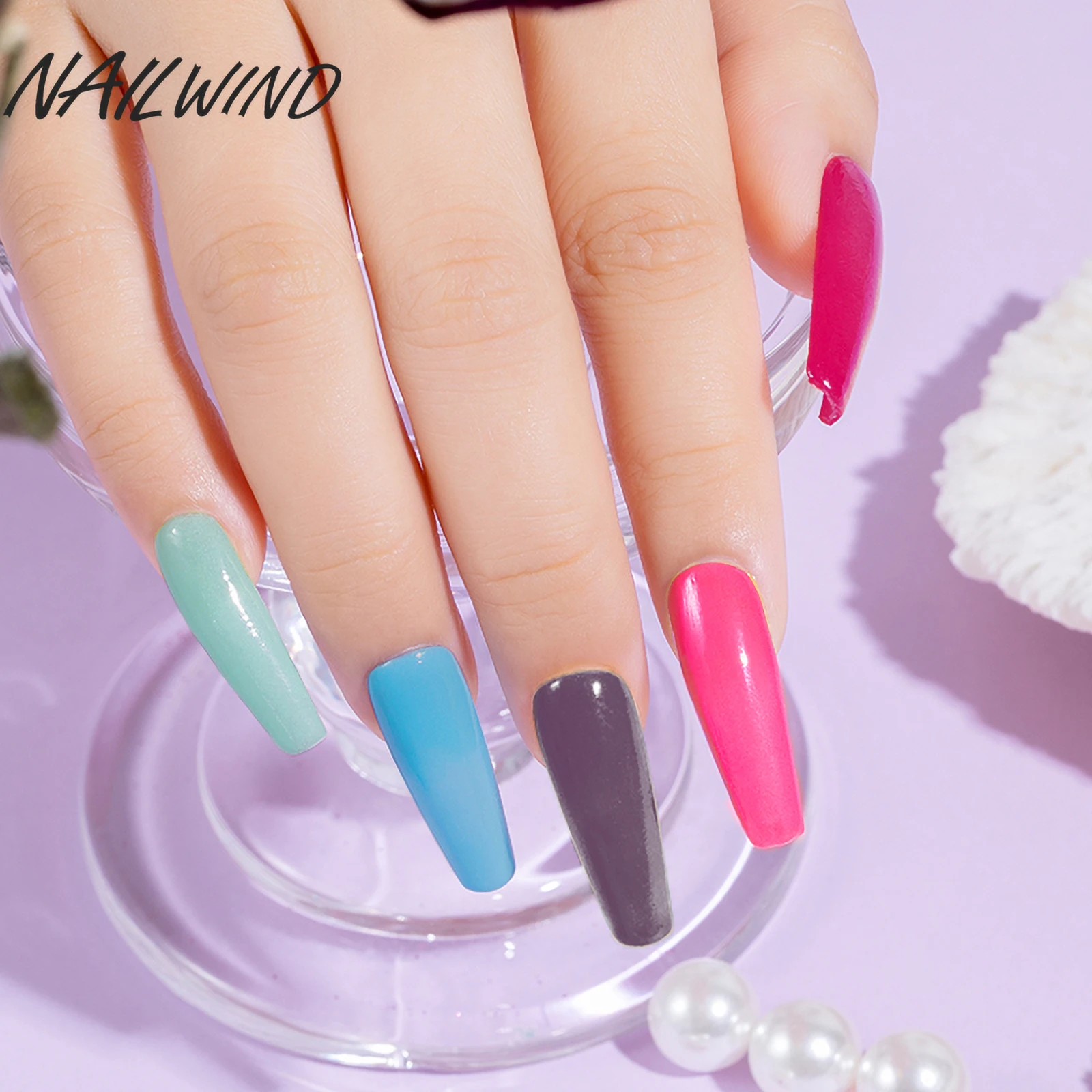 NAILWIND 10PCS Shiny Gel Nail Polish Set Vernis UV Gel Nail Art Design Semi Permanent Soak Off Base Top Coat 6