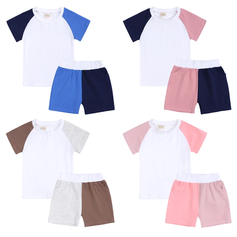 Kids Tales Tracksuits for Children Baby Infant Boy Girls Clothing Sets Contrast Color Shorts for Girls Teens Loungewear Set 2pcs