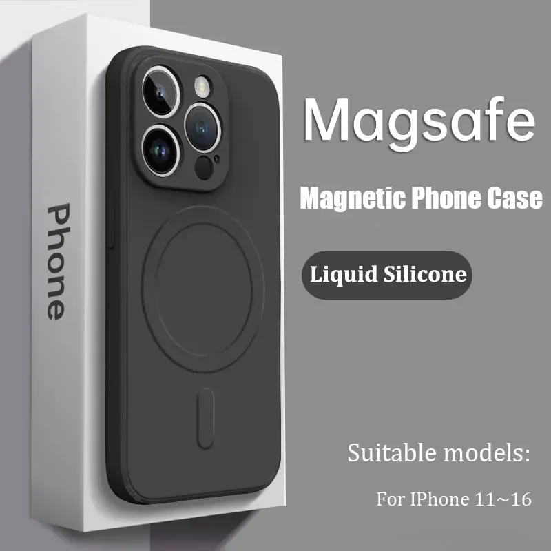 Luxury Magnetic Liquid Silicone Phone Case - Soft, Wireless Charging Compatible