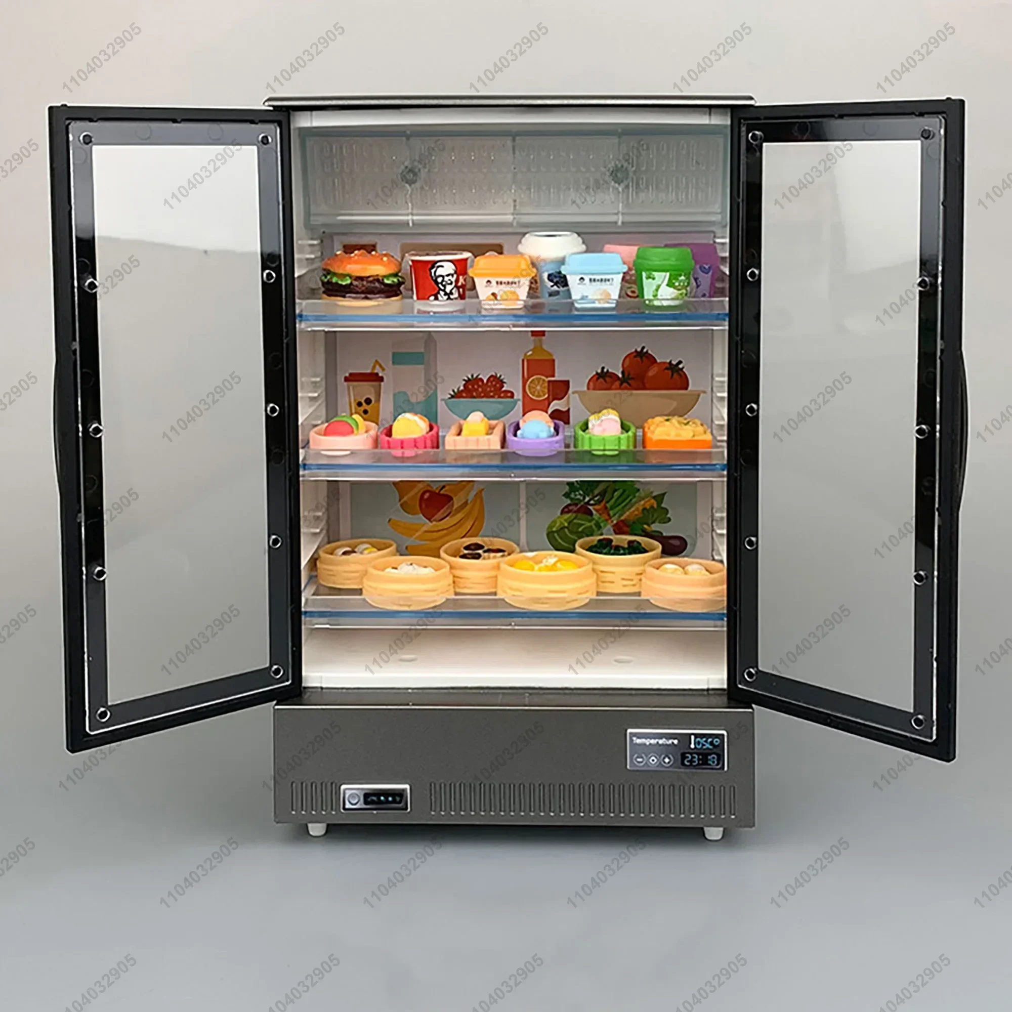 Miniature Shop Furniture Fridge Freezer Shelf Cool Drink Food Items Toy Mini Handcraft Dollhouse Simulation Scenario Display 3