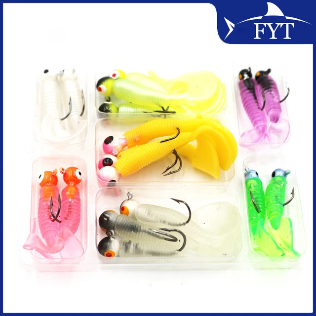 34Pcs/Set Soft Fish Lead Jigs Soft Fishing Lures Soft Baits Shads Silicone  Fish Lure Set