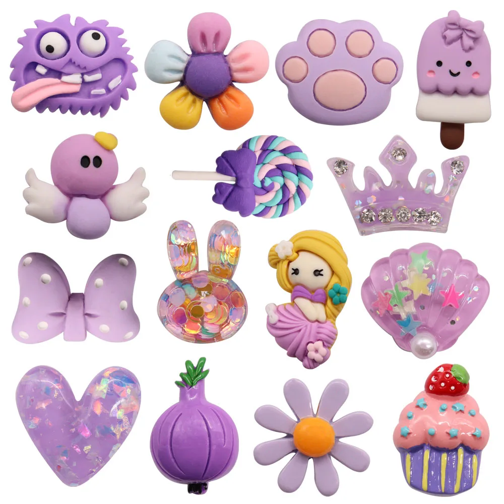

1-15PCS Resin Shoe Charms Buckle Floral Footprints Ice Cream Slipper Accessories Garden Shoes Button Decoration Kids Party Gift