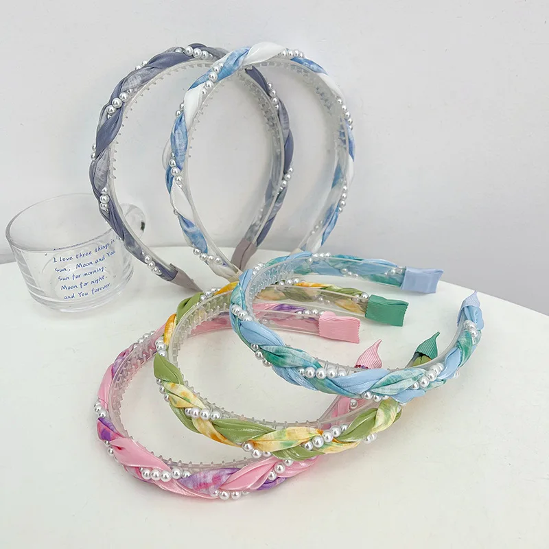 

Korean Version Of Korean Pearl Twist Hair Hoop Female Head Hoop Advanced Sense Headwear Non-slip Hair Accessories 2023 New