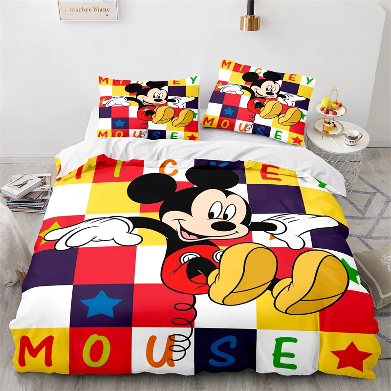 

Disney Mickey Minnie Bedding Set Cartoon Double Duvet Cover Set Twin Queen King Single White Black Kids Child Girl Bedclothes