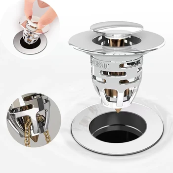 Tappo per lavandino del bagno Tappo per lavabo Pressatura universale Tappo per acqua Scolapiatti Filtro Anti-blocco Anti-odore Accessori per lavabo 1
