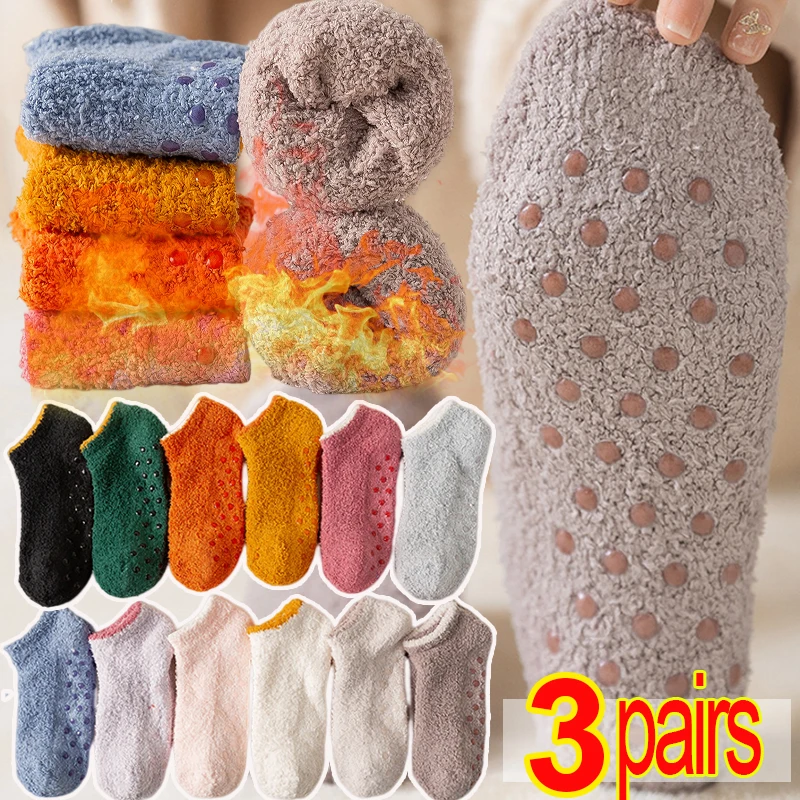 

Fluffy Woman Winter Warm Socks Thicken Thermal Harajuku Socks Wool Cashmere Coral Velvet Snow Sweet Soft Room Floor Sleep Socks