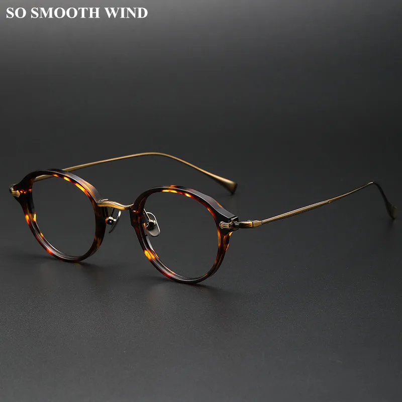 

Japanese Handmade Titanium Eyeglasses Frame Men Women Retro Round Myopia Prescription Glasses KMN182 Spectacles Reading Eyewear