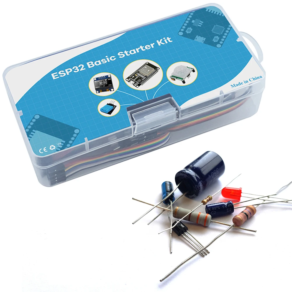 보관함 포함 ESP-32S WIFI 학습 기본 스타터 키트, 아두이노용 0.96 인치 Oled Pir 모션 센서, ESP32 스타터 키트