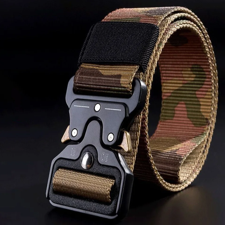 New Canvas Nylon Tactical Belt Outdoor Special Forces Men'S Training Belt Leisure Travel Fishing Office Fashion Waistband