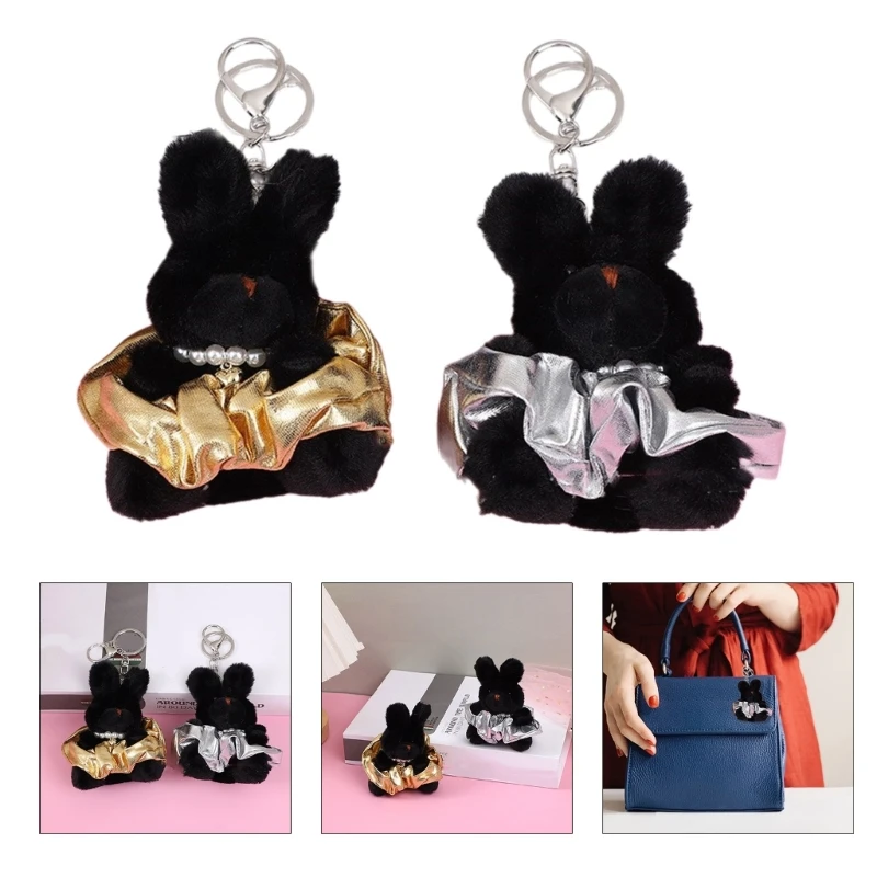 

Плюшевые мультяшные животные с жемчугом и сердечком, юбка с кроликом, цепочка для ключей, подвеска на рюкзак