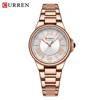 CURREN 9091 Women's Quartz Watch Fashion Simple Elegant Rose Gold Analog Display Steel Strap  Wristwatch for Ladies Clock Gift 2