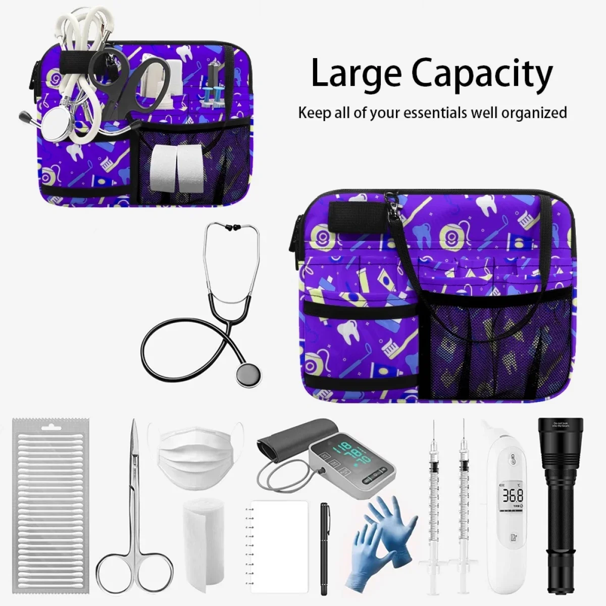 Portable Nurse Fanny Pack Dental Hospital Nursing Tools Print Waist Bag for Stethoscopes Bandage Scissor Practical Hip Bags Gift