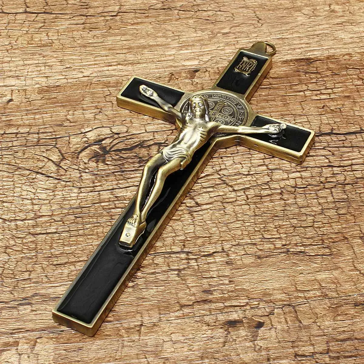 Jesus Crucifix Sculpture Wall Crucifix Cross Jesus Christ Religious Saint 3D Craft Decor Jesus Christ On The Stand Antique Decoration 19.5x9.5cm