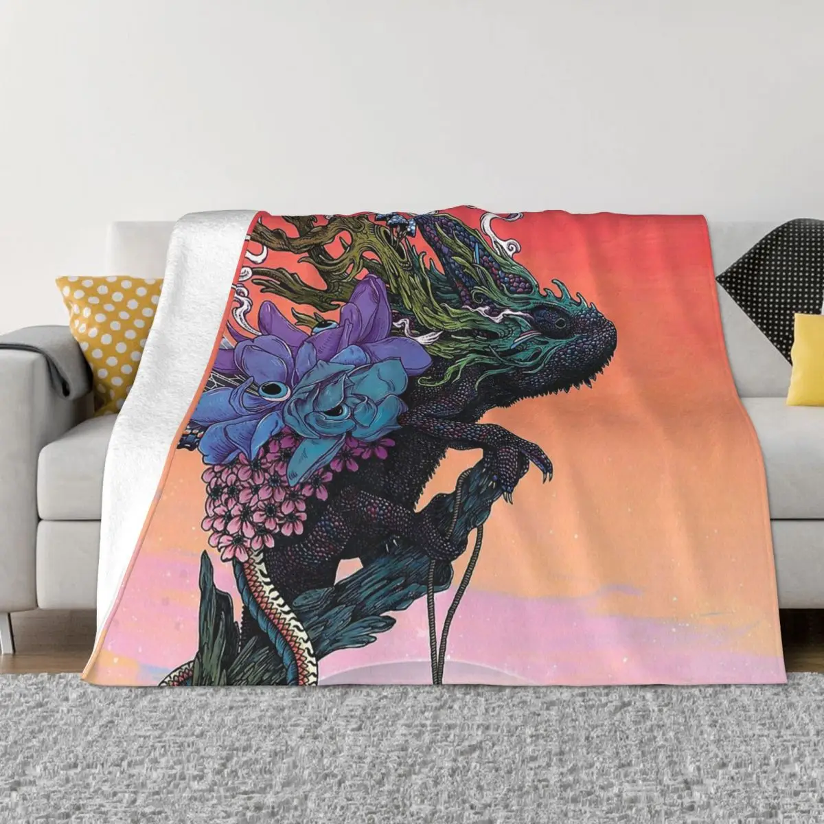 

Space Animal Blanket Flannel Spring Autumn Phantasmagoria Warm Throws For Winter Bedding