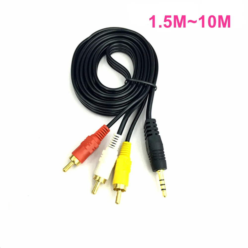 Audio Conversion Cable Audio Adapter Connectors 3.5mm Jack Plug Male to 3 RCA Adapter 1.5M3M5M10M 3.5 to RCA Male Audio Video AV Cable Wire Cord For Speaker Laptop DVD TV