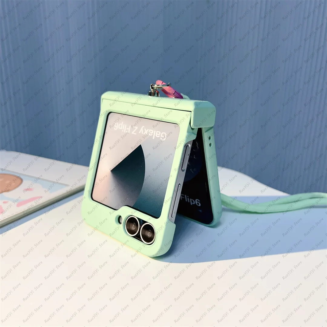 Cute Mint Green Love Heart Portable Rope Phone Case Cover