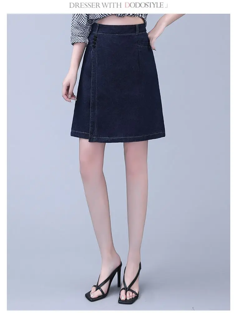 Five point Jeans Skirt Women's Summer Thin Four point Wide leg pants 2026 New Woman Loose Shorts High waisted Short Casual Pants