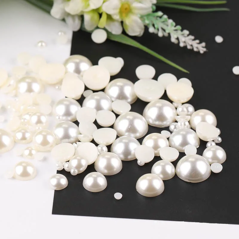 Perlas acrílicas semiredondas para fabricación de joyas, accesorios de ropa, pegatinas de teléfono, diamantes de uñas, 3mm-20mm