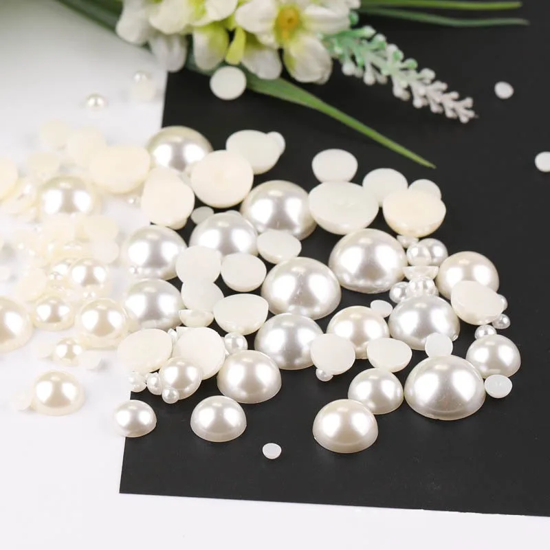 Acrylic beads 3mm-20mm half round pearls for jewelry making craft clothing accessories phone stickers nail art diamonds