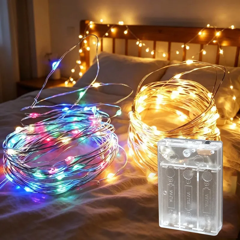 Enchanting LED Fairy String Lights - Silver Wire Garland for Holiday and Event Decoration