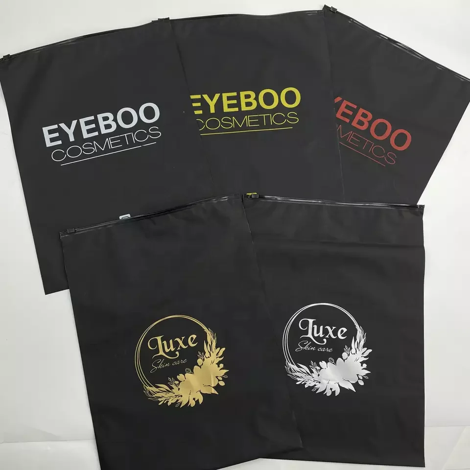 

black frosted pe zipper packing bag zipper custom bags for clothing underwear zip lock plastic matte frosted ploy zipper bag