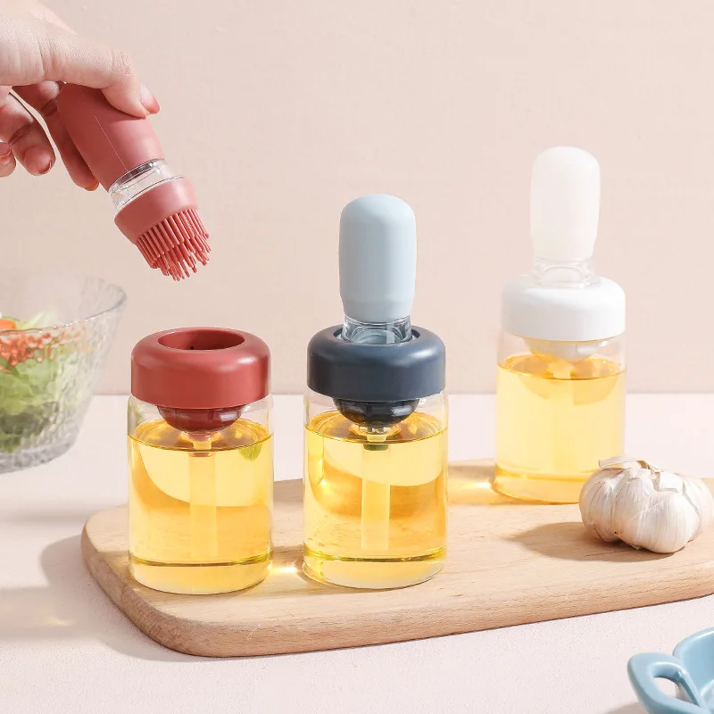 Silicone Oil Brush Oil Bottle Baking Barbecue Grill Liquid Oil Brush Dispenser Pastry Steak Oil